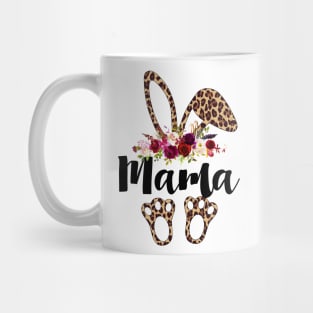 Mama Bunny Leopard Print Floral Matching Family Easter Mom Shirt Mug